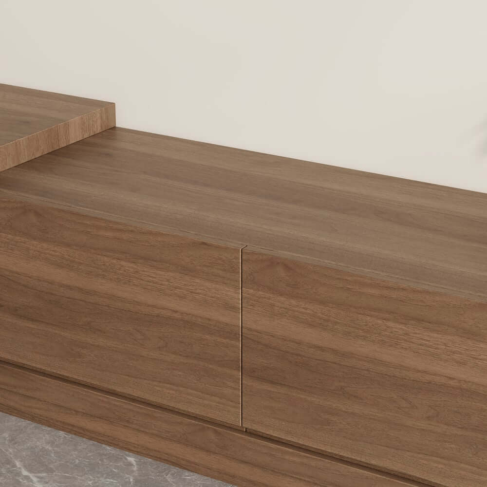 Modern 71" TV Stand With 3 Drawers - Walnut & Black