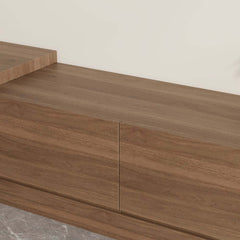 Modern 71" TV Stand With 3 Drawers - Walnut & Black