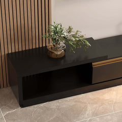 Modern 71" TV Stand With 3 Drawers - Walnut & Black