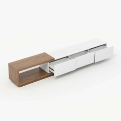 Modern 71" TV Stand With 3 Drawers - Walnut & Black