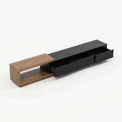 Modern 71" TV Stand With 3 Drawers - Walnut & Black