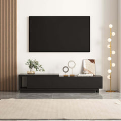 Modern 71" TV Stand With 3 Drawers - Walnut & Black