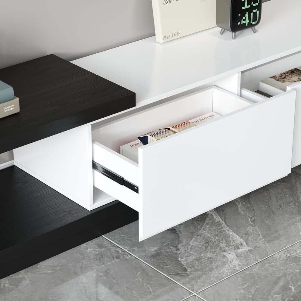 Modern 71" TV Stand With 3 Drawers - Walnut & Black