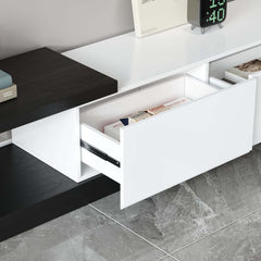 Modern 71" TV Stand With 3 Drawers - Walnut & Black