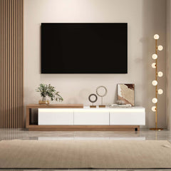 Modern 71" TV Stand With 3 Drawers - Walnut & Black