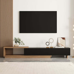 Modern 71" TV Stand With 3 Drawers - Walnut & Black