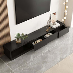 Modern 71" TV Stand With 3 Drawers - Walnut & Black