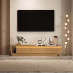 Modern 71" TV Stand With 3 Drawers - Walnut & Black
