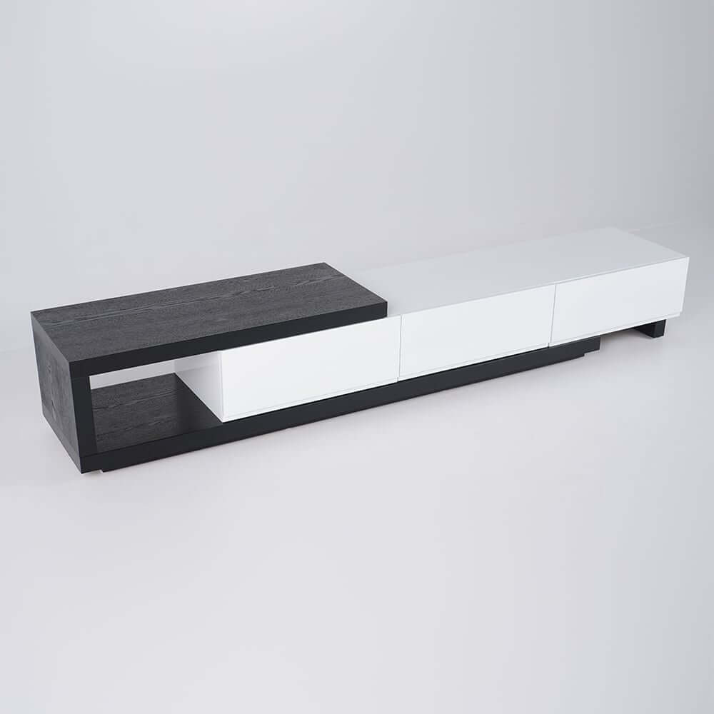 Modern 71" TV Stand With 3 Drawers - Walnut & Black