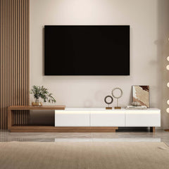 Modern 71" TV Stand With 3 Drawers - Walnut & Black
