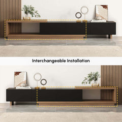 Modern 71" TV Stand With 3 Drawers - Walnut & Black
