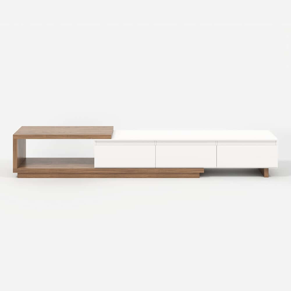 Modern 71" TV Stand With 3 Drawers - Walnut & Black
