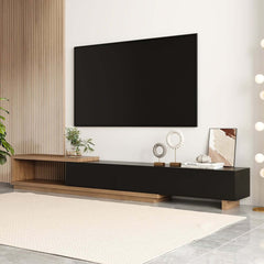 Modern 71" TV Stand With 3 Drawers - Walnut & Black