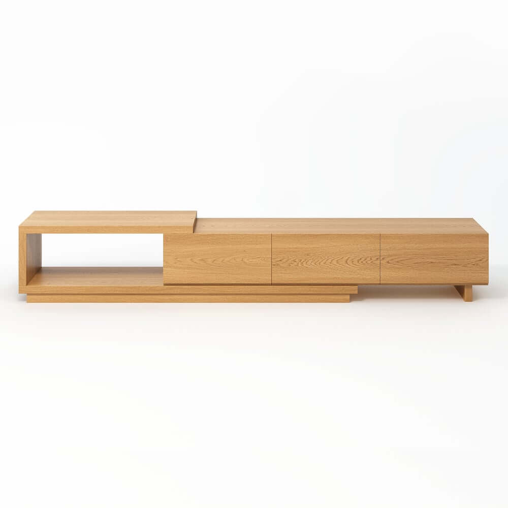 Modern 71" TV Stand With 3 Drawers - Walnut & Black