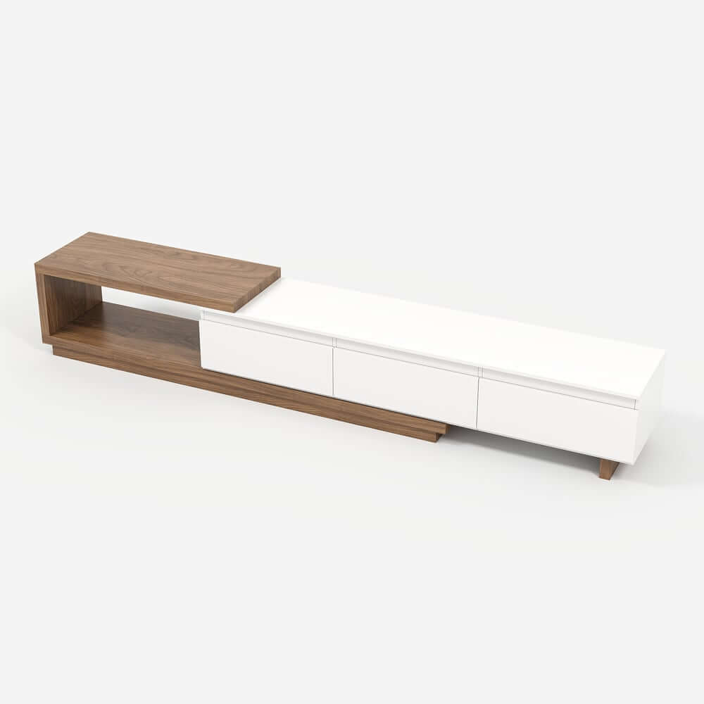 Modern 71" TV Stand With 3 Drawers - Walnut & Black