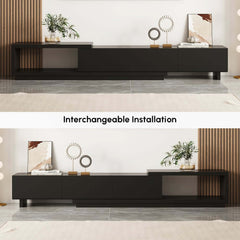 Modern 71" TV Stand With 3 Drawers - Walnut & Black