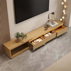 Modern 71" TV Stand With 3 Drawers - Walnut & Black