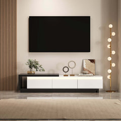 Modern 71" TV Stand With 3 Drawers - Walnut & Black
