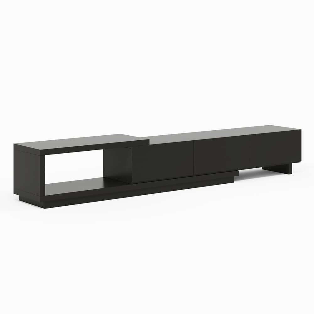 Modern 71" TV Stand With 3 Drawers - Walnut & Black