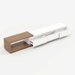 Modern 71" TV Stand With 3 Drawers - Walnut & Black