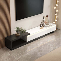 Modern 71" TV Stand With 3 Drawers - Walnut & Black