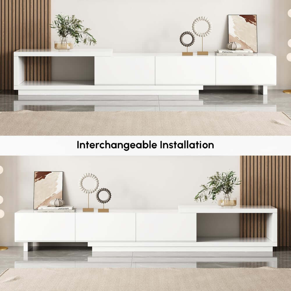 Modern 71" TV Stand With 3 Drawers - Walnut & Black