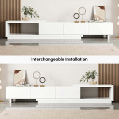 Modern 71" TV Stand With 3 Drawers - Walnut & Black