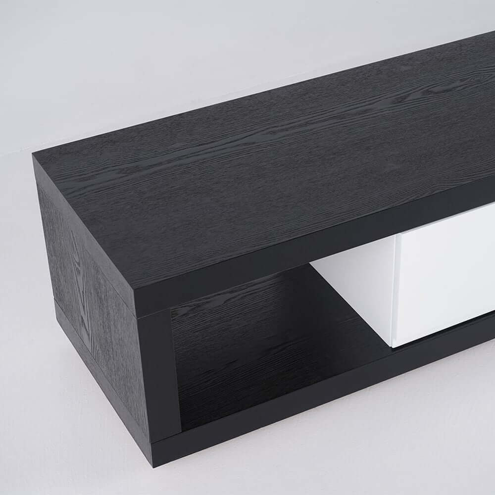 Modern 71" TV Stand With 3 Drawers - Walnut & Black