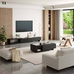 Modern 71" TV Stand With 3 Drawers - Walnut & Black