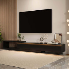 Modern 71" TV Stand With 3 Drawers - Walnut & Black