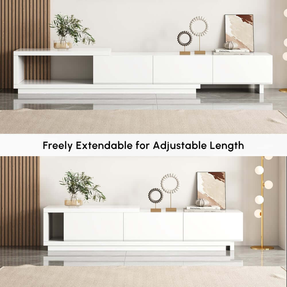 Modern 71" TV Stand With 3 Drawers - Walnut & Black