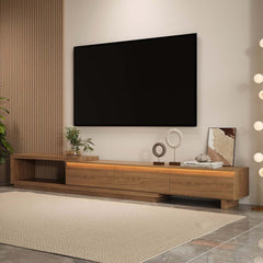 Modern 71" TV Stand With 3 Drawers - Walnut & Black