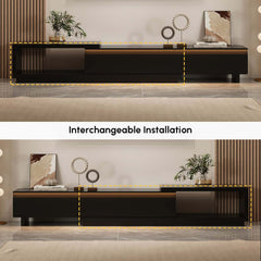 Modern 71" TV Stand With 3 Drawers - Walnut & Black