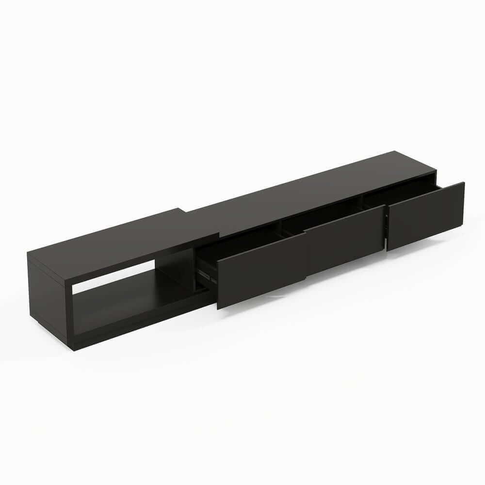 Modern 71" TV Stand With 3 Drawers - Walnut & Black