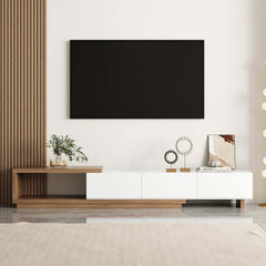 Modern 71" TV Stand With 3 Drawers - Walnut & Black