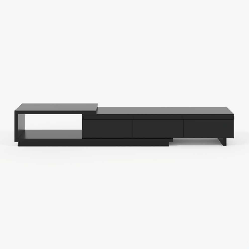 Modern 71" TV Stand With 3 Drawers - Walnut & Black
