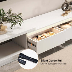 Modern 71" TV Stand With 3 Drawers - Walnut & Black