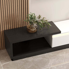 Modern 71" TV Stand With 3 Drawers - Walnut & Black