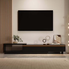 Modern 71" TV Stand With 3 Drawers - Walnut & Black