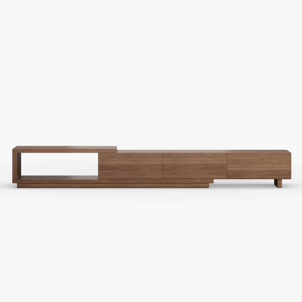 Modern 71" TV Stand With 3 Drawers - Walnut & Black