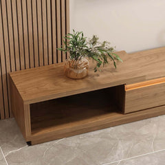 Modern 71" TV Stand With 3 Drawers - Walnut & Black