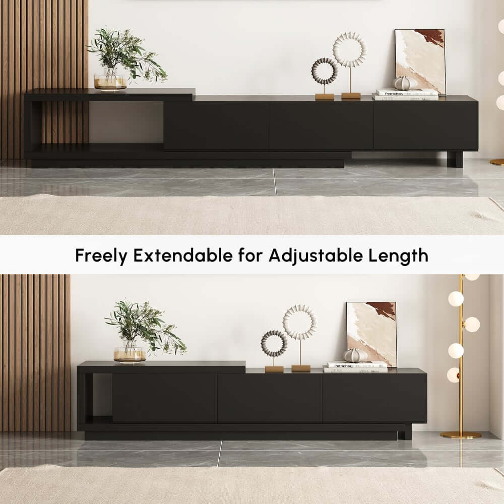 Modern 71" TV Stand With 3 Drawers - Walnut & Black