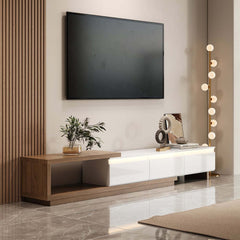 Modern 71" TV Stand With 3 Drawers - Walnut & Black
