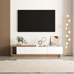 Modern 71" TV Stand With 3 Drawers - Walnut & Black