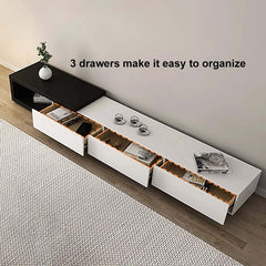 Modern 71" TV Stand With 3 Drawers - Walnut & Black