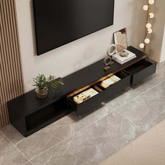 Modern 71" TV Stand With 3 Drawers - Walnut & Black