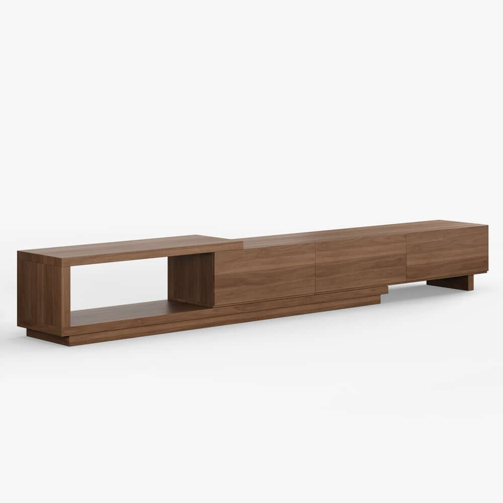Modern 71" TV Stand With 3 Drawers - Walnut & Black