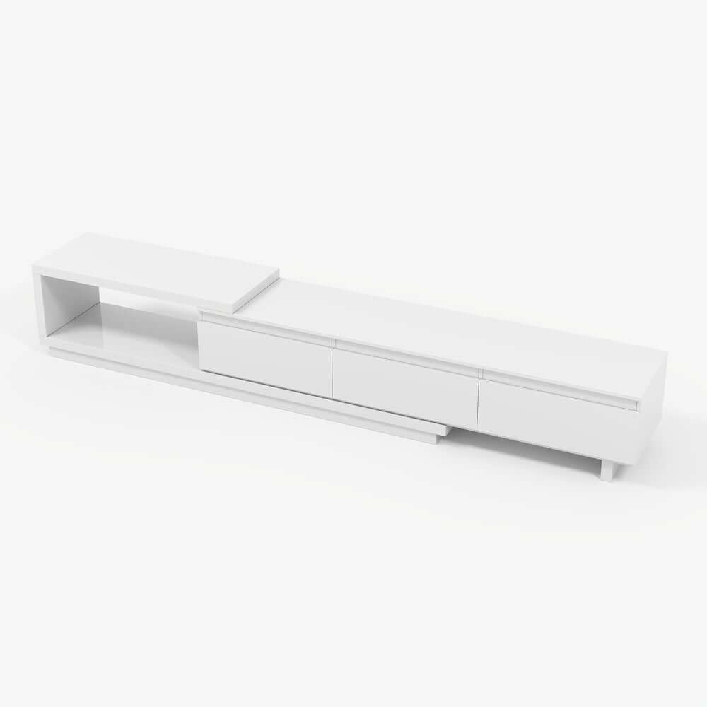 Modern 71" TV Stand With 3 Drawers - Walnut & Black