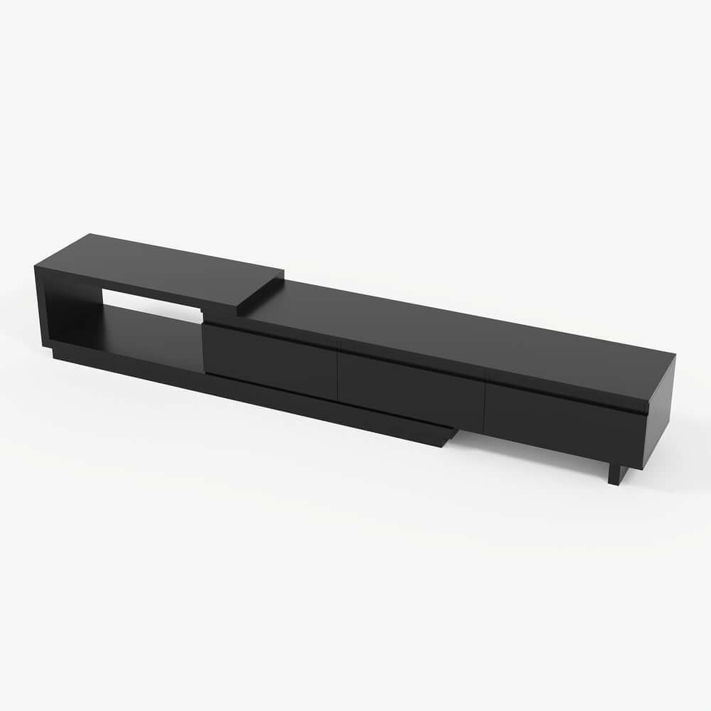Modern 71" TV Stand With 3 Drawers - Walnut & Black