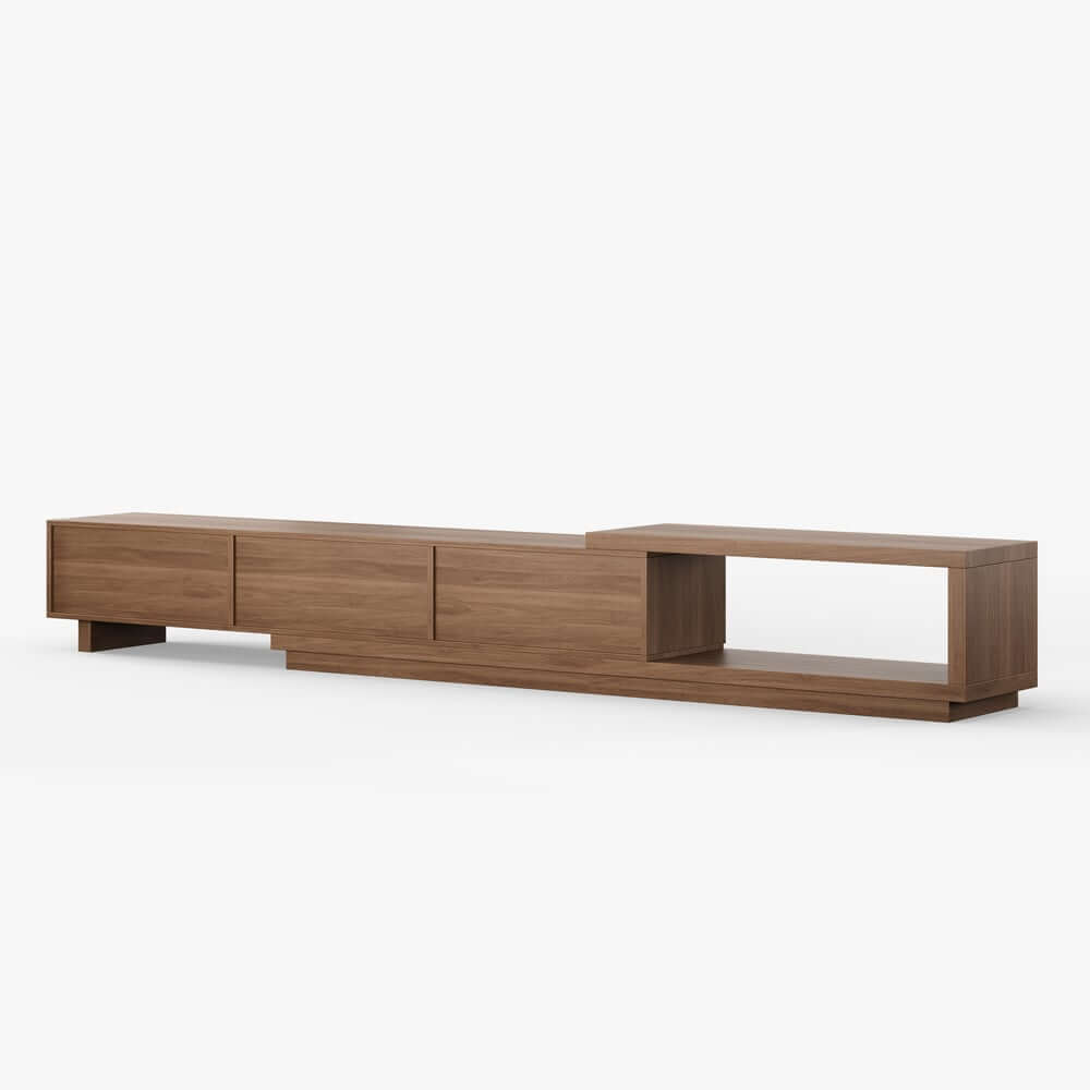Modern 71" TV Stand With 3 Drawers - Walnut & Black